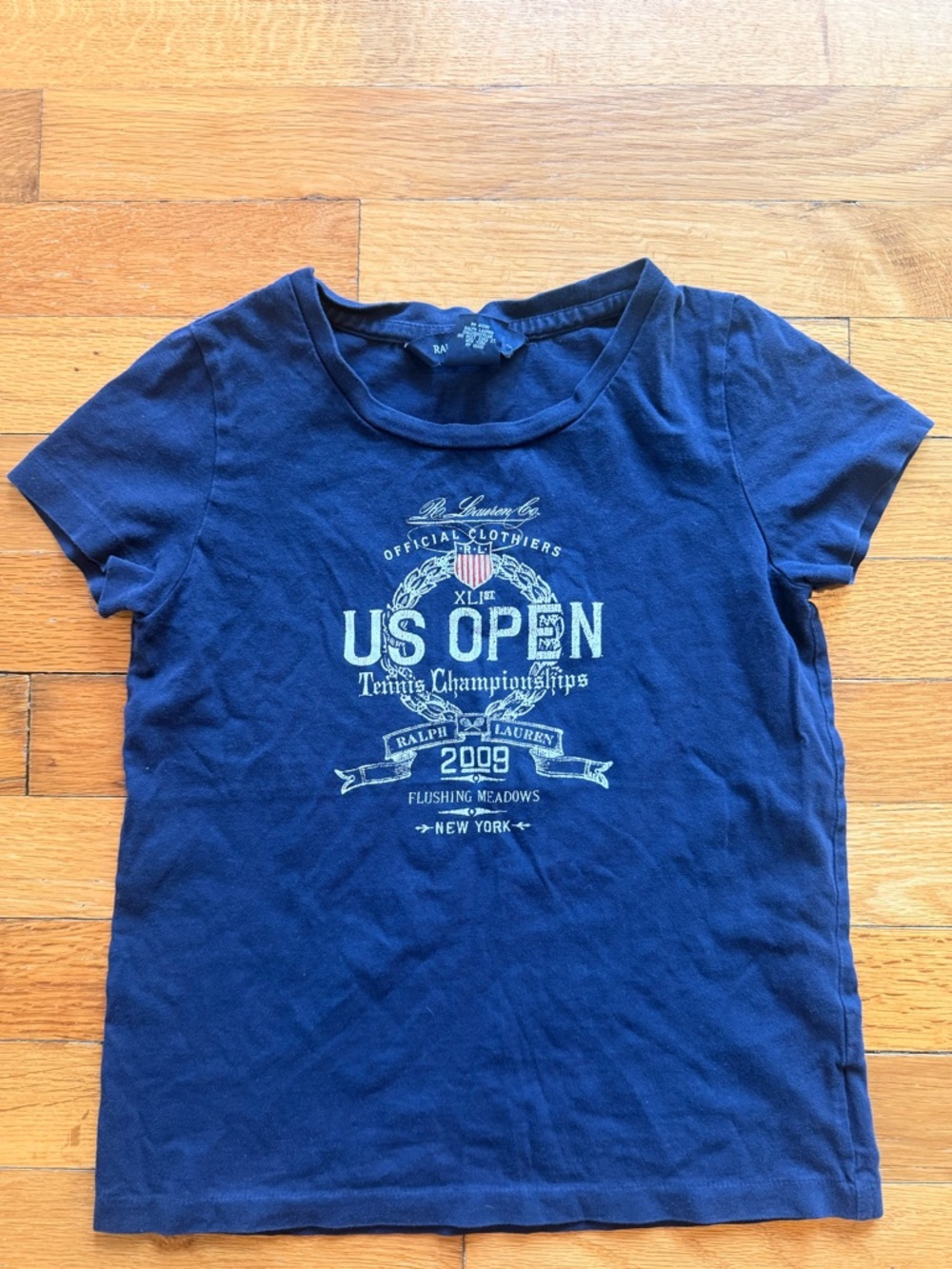 Ralph Lauren Us Open Championship Tennis Short Sleeve Shirt Navy Girls Size 6